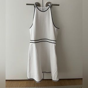 Hill house home White pique dress with black ricrack trim